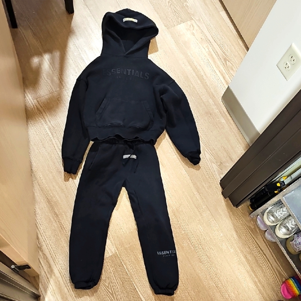 Essentials Black Sweatsuit Relaxed Fit